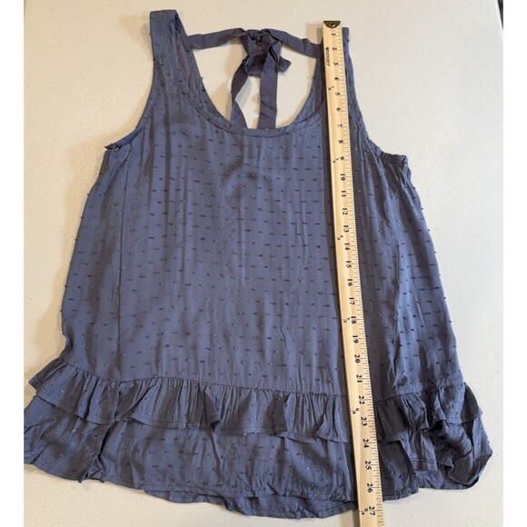 NEW Democracy Tank Top Womens Small Grey-Purple Dot Ruffle Travel Coquette Twee - Picture 5 of 6